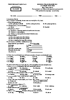 Ma trận đề kiểm tra giữa học kì I Tiếng Anh 6 - Mã đề 601 - Năm học 2023-2024 - PGD Lục Nam (Có đáp án + File nghe)