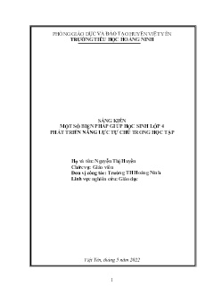 Một số biện pháp giúp học sinh lớp 4 phát triển năng lực tự chủ trong học tập