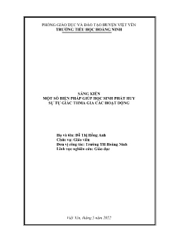 Một số biện pháp giúp học sinh phát huy sự tự giác tham gia các hoạt động