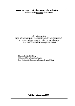 Một số biện pháp phát triển ngôn ngữ cho trẻ 4-5 tuổi thông qua các tác phẩm văn học tại trường Mầm non Quảng Minh