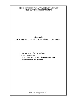 Sáng kiến Một số biện pháp xây dựng lớp học hạnh phúc