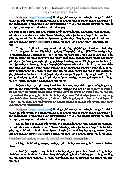 Tài liệu Chuyên đề Ứng dụng Công nghệ thông tin Kahoot-Một phần mềm hữu ích cho dạy và học trực tuyến