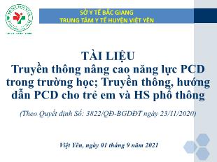 Tài liệu Truyền thông nâng cao năng lượng PCD trong trường học. Truyền thông, hướng dẫn PCD cho trẻ em và học sinh phổ thông