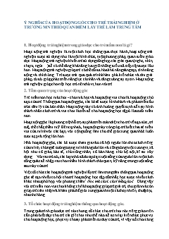 Tài liệu Ý nghĩa của hoạt động góc cho trẻ trải nghiệm ở trường Mầm non theo quan điểm lấy trẻ làm trung tâm