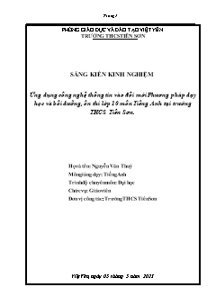 Ứng dụng công nghệ thông tin vào đổi mới Phương pháp dạy học và bồi dưỡng, ôn thi lớp 10 môn Tiếng Anh tại trường THCS Tiên Sơn
