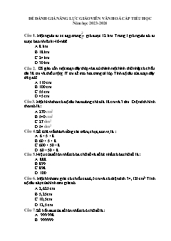 Bộ câu hỏi đánh năng lực giáo viên dạy Văn hóa cấp Tiểu học - Năm học 2023-2024