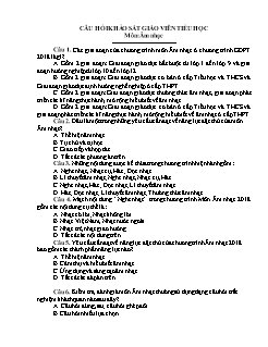 Câu hỏi khảo sát giáo viên Tiểu học Môn Âm nhạc