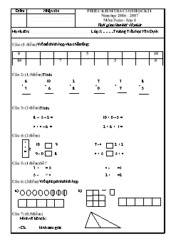 Đề kiểm tra cuối học kì I Toán 1 - Năm học 2016-2017 - Trường Tiểu học Yên Định
