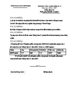 Đề kiểm tra giữa học kì II Địa lí 8 - Năm học 2016-2017 - PGD Sơn Động (Có đáp án)