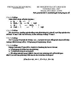 Đề kiểm tra giữa học kì II Hóa học 8 - Năm học 2016-2017 - PGD Sơn Động (Có đáp án)