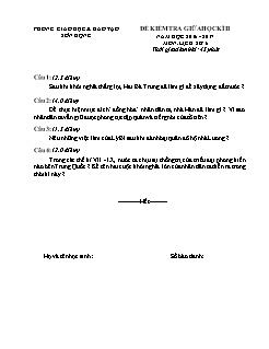 Đề kiểm tra giữa học kì II Lịch sử 6 - Năm học 2016-2017 - PGD Sơn Động (Có đáp án)