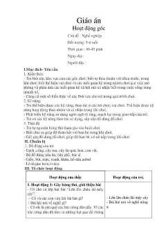 Giáo án Mầm non Lớp Lá - Chủ đề: Nghề nghiệp - Đề tài: Hoạt động góc