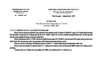 Kế hoạch Thực hiện chương trình giáo dục trẻ 3-4 tuổi - Năm học 2020-2021