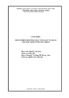 Một số biện pháp phát huy năng lực tự quản cho học sinh ở lớp chủ nhiệm - Nguyễn Thị Bình